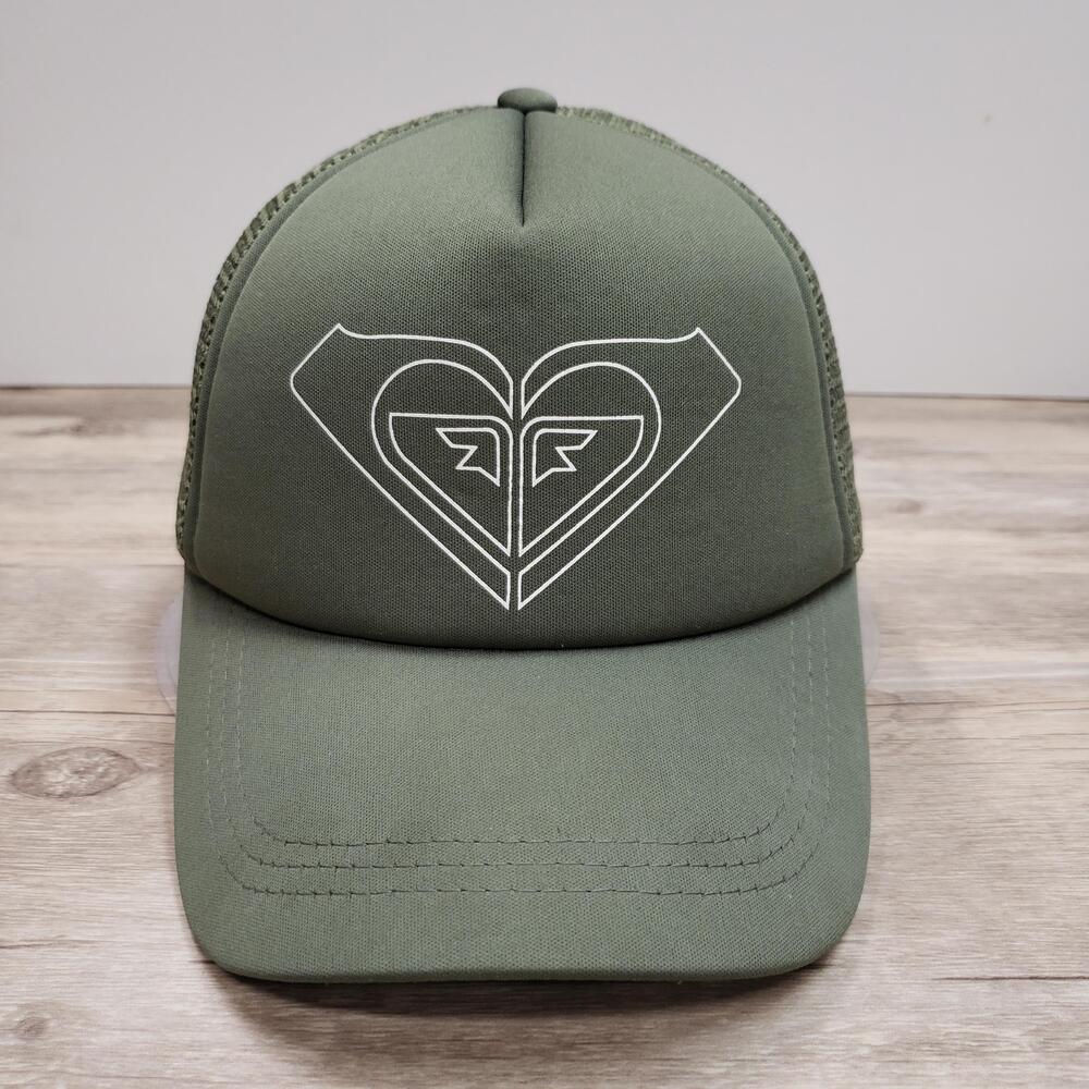 Roxy Hat Cap Snap Back Green Mesh Trucker Womens Adjustable Logo Outdoor Casual